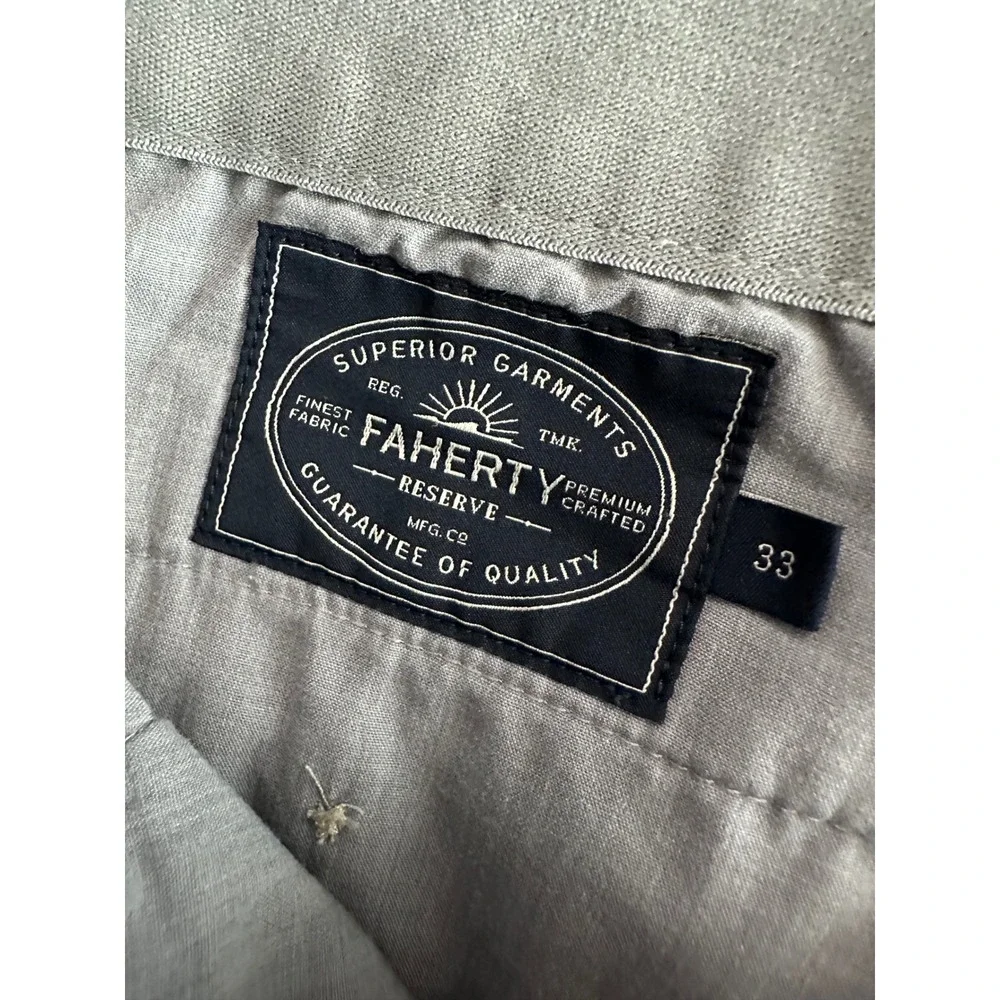 Faherty‎ Shorts Mens 33 Gray Reserve Premium Crafted Flat Front Chino